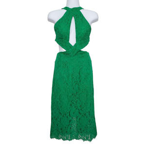 Bardot Fleur Halter Dress Fern Green Lace Sleeveless Open Back 6